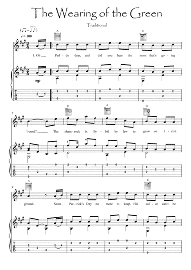 The Wearing of the Green flute guitar duet