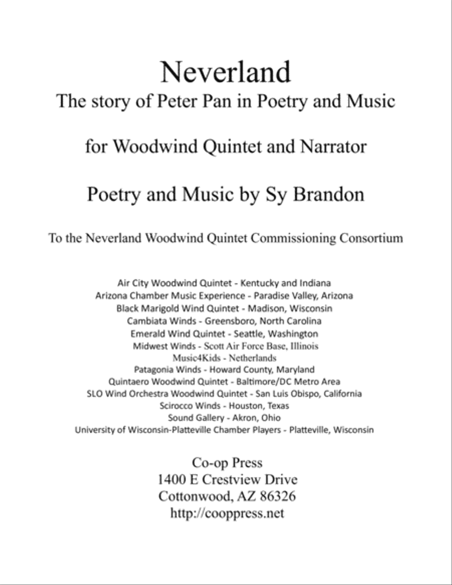 Neverland for Woodwind Quintet and Narrator