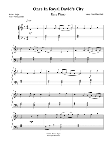 Once In Royal David's City (early intermediate)