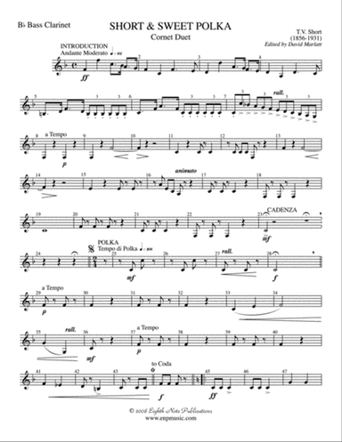 Short and Sweet (Cornet Duet and Concert Band): B-flat Bass Clarinet