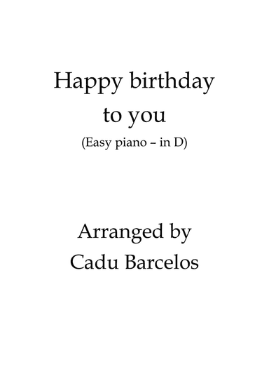Happy Birthday to you (Easy Piano Solo in D Major)