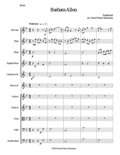 Barbara Allen for alto saxophone and orchestra