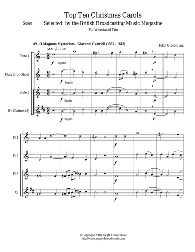 O Magnum Mysterium - Gabrieli - for woodwind trio