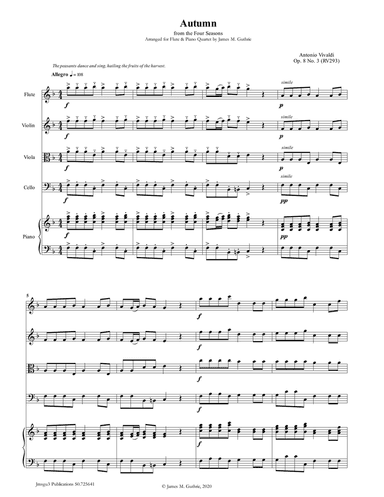 Vivaldi: Autumn from the Four Seasons for Flute & Piano Quartet