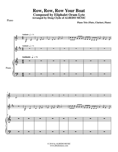 Row, Row, Row Your Boat for Flute, Clarinet & Piano
