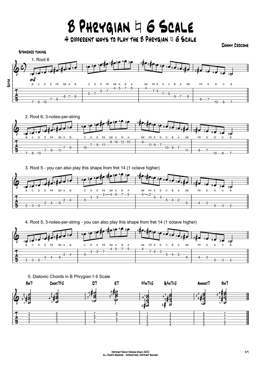 B Phrygian Natural 6 Scale (4 Ways to Play)