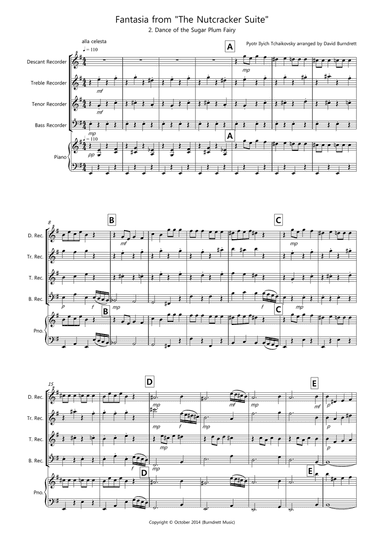 Dance of the Sugar Plum Fairy (fantasia from Nutcracker) for Recorder Quartet