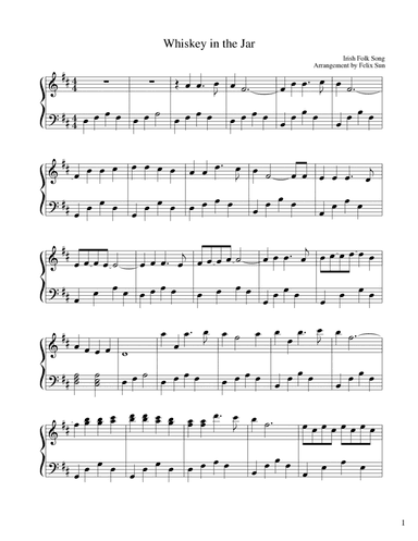 Whiskey in the Jar (Piano Solo) - Beautiful Easy Arrangement