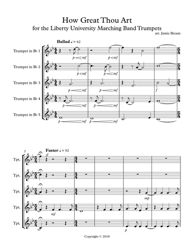 How Great Thou Art for Five Trumpets