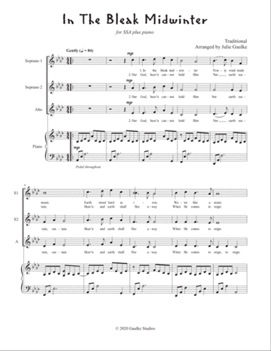 In The Bleak Midwinter for SSA plus piano