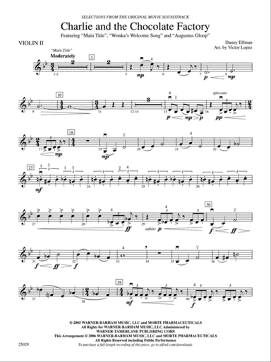 Charlie and the Chocolate Factory, Selections from: 2nd Violin
