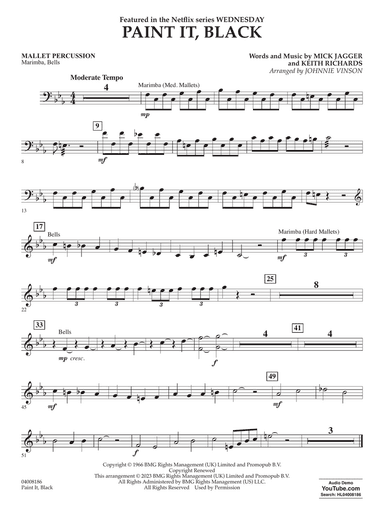 Paint It, Black (arr. Johnnie Vinson) - Mallet Percussion