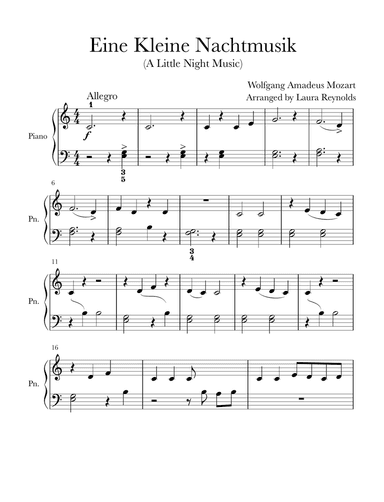 Eine Kleine Nachtmusik (A Little Night Music) - Elementary Level
