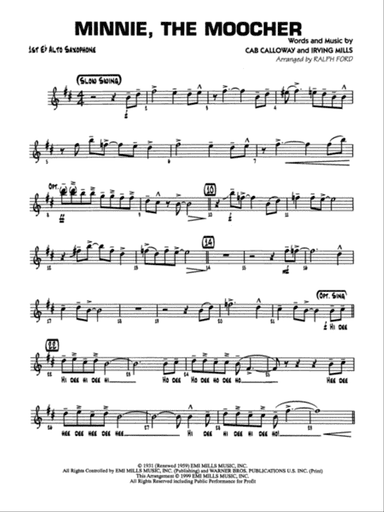 Minnie the Moocher: E-flat Alto Saxophone