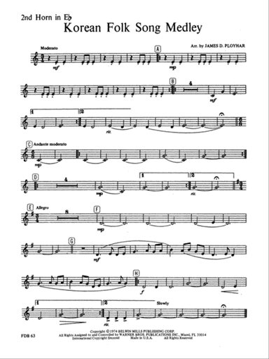 Korean Folk Song Medley: WP 2nd Horn in E-flat