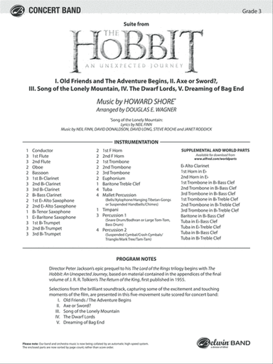The Hobbit: An Unexpected Journey, Suite from: Score