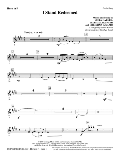 I Stand Redeemed (arr. James Koerts) - F Horn