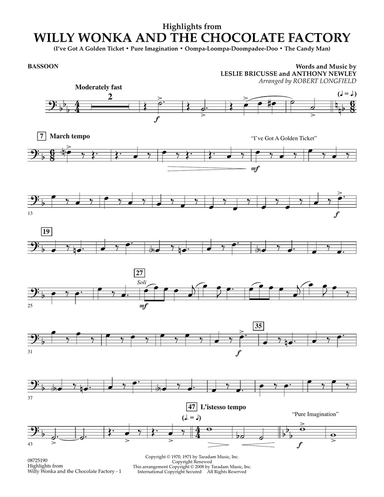 Highlights from Willy Wonka And The Chocolate Factory - Bassoon
