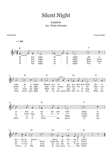 Silent Night (Bb major - leadsheet - with lyrics)