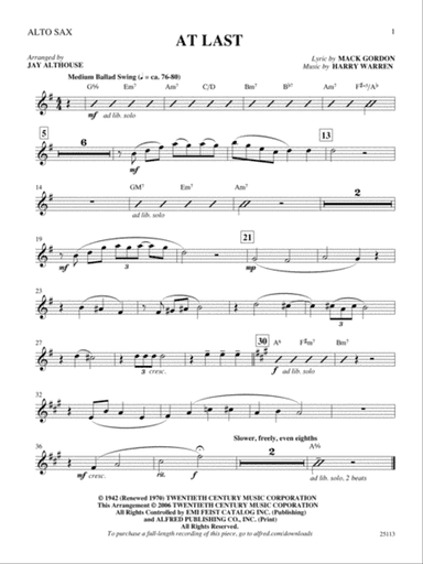 At Last: E-flat Alto Saxophone