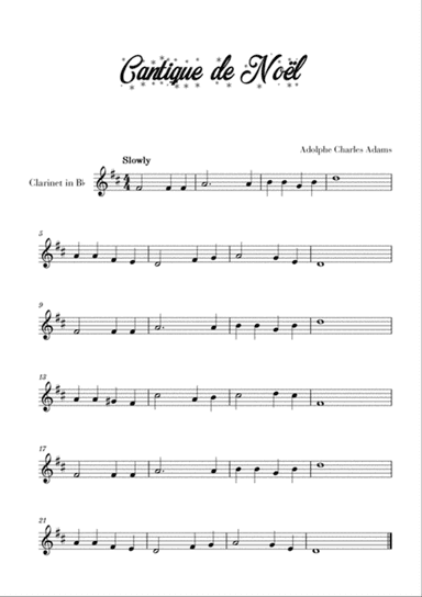 Cantique de Noël (for Clarinet)