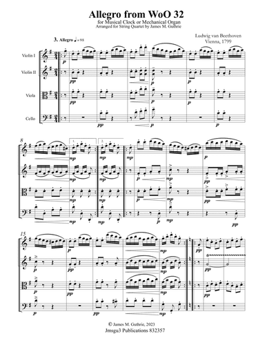 Beethoven: Allegro from Suite WoO 33 for String Quartet