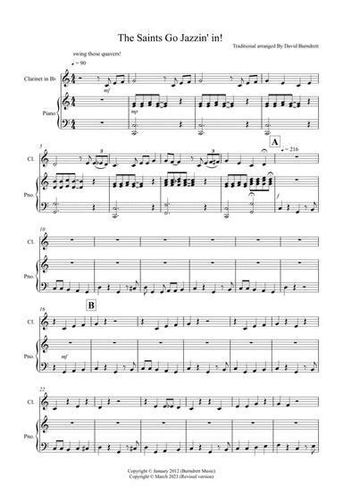 The Saints Go Jazzin' In! for Clarinet and Piano