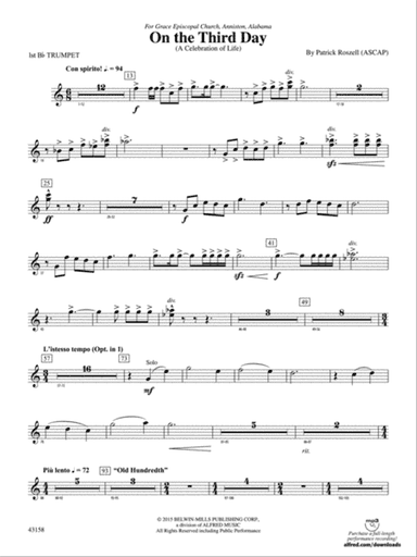 On the Third Day: 1st B-flat Trumpet
