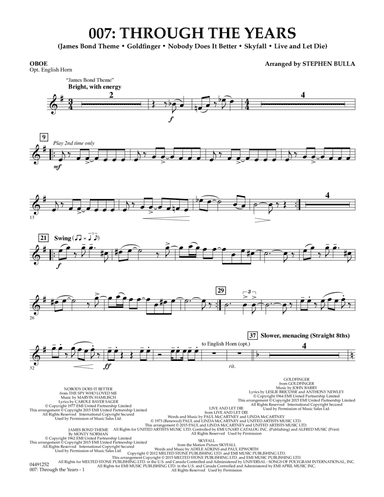 007: Through The Years - Oboe