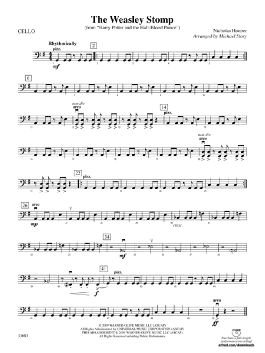 The Weasley Stomp (from Harry Potter and the Half-Blood Prince): Cello