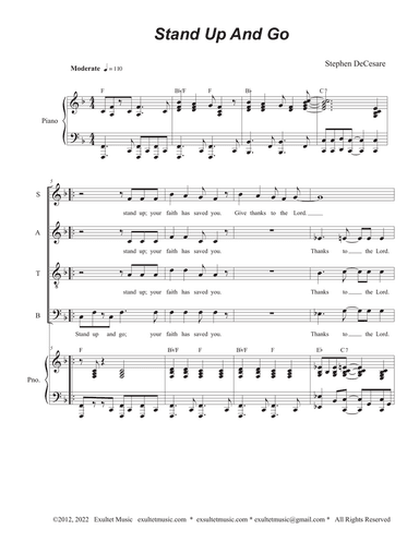 Stand Up And Go (SATB)