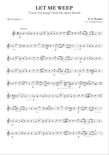 Let Me Weep from the opera "Rinaldo" for Brass Quartet