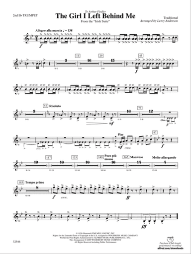The Girl I Left Behind Me (from the Irish Suite): 2nd B-flat Trumpet