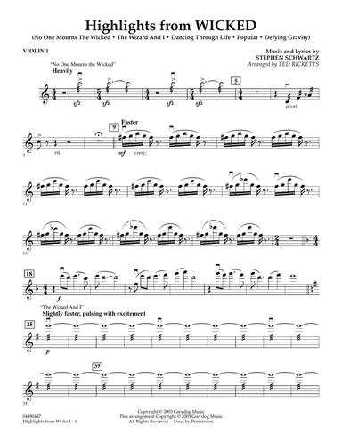 Highlights from Wicked - Violin 1