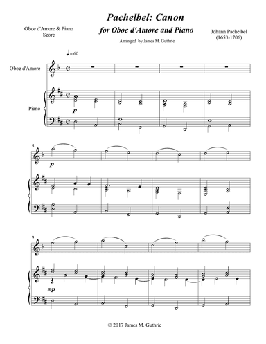 Pachelbel: Canon for Oboe d'Amore & Piano