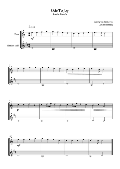 Ode to Joy for flute and clarinet duo