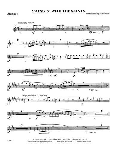 Swingin' With The Saints (arr. Mark Hayes) - Alto Sax 1