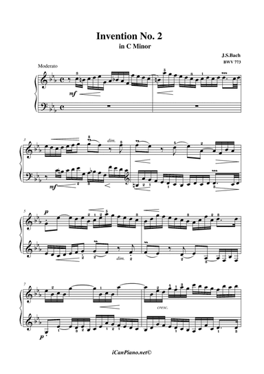 Bach Invention No. 2 in C Minor BWV 773