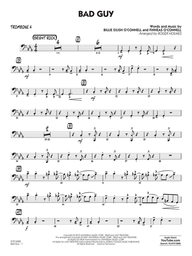 Bad Guy (arr. Roger Holmes) - Trombone 4