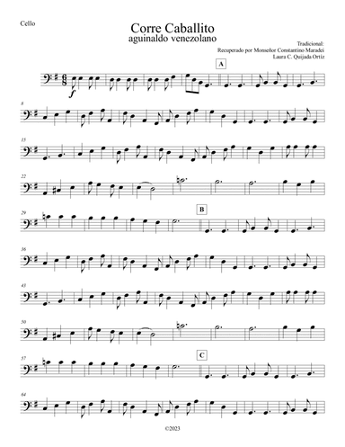 Corre Caballito. Aguinaldo venezolano. String orchestra, intermediate level. STRING PARTS ONLY.