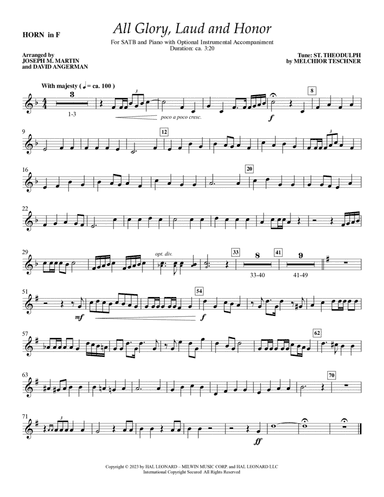All Glory, Laud and Honor - F Horn