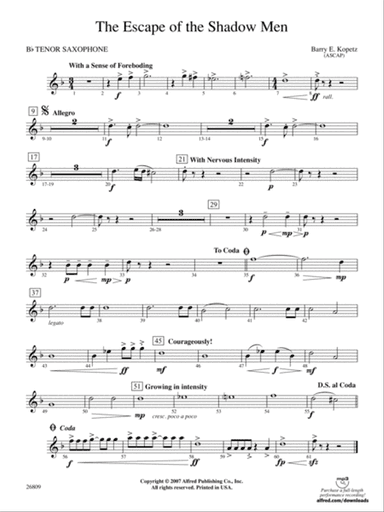 The Escape of the Shadow Men: B-flat Tenor Saxophone
