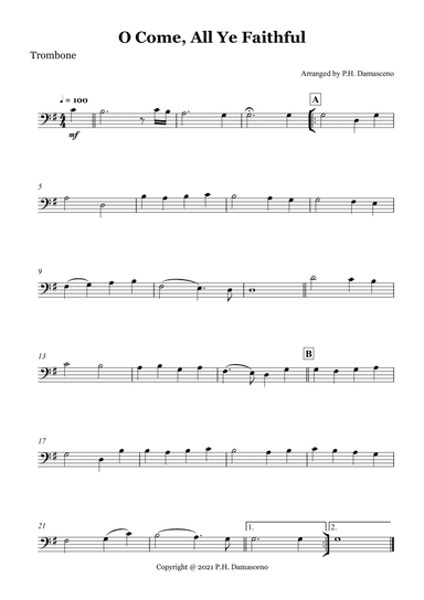 O Come, All Ye Faithful - Trombone Solo