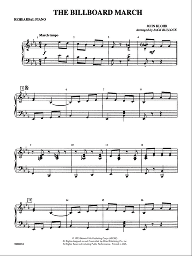 The Billboard March: Piano Accompaniment