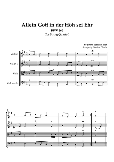 Bach's Choral - "Allein Gott in der Höh sei Ehr" (String Quartet)