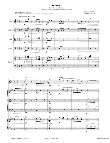 Vivaldi: Summer from the Four Seasons for Flute & Piano Quartet