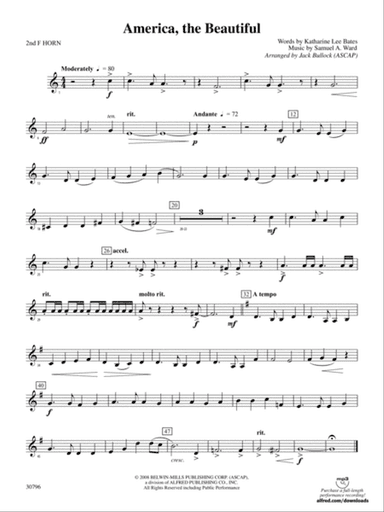 America, the Beautiful: 2nd F Horn