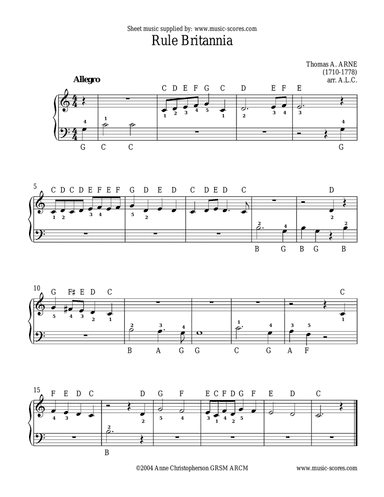 Rule Britannia - Easy Piano