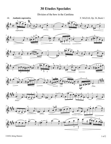 Mazas 75 Melodious & Progressive Studies Op 36, Book 1, No.08