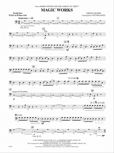 Magic Works (from Harry Potter and the Goblet of Fire): (wp) E-flat Tuba B.C.